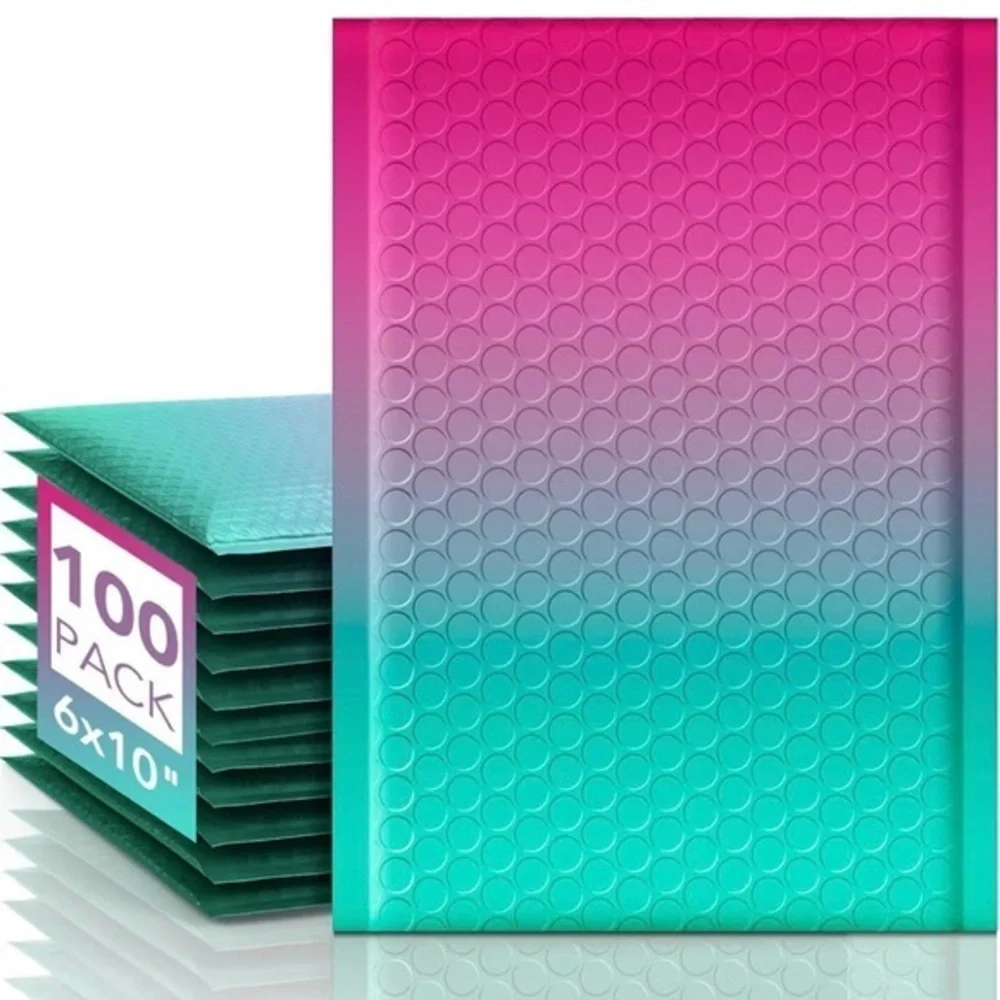 100 Pack Pink/Green Bubble Mailers 6x10 NWT